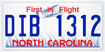 NC license plate DIB1312