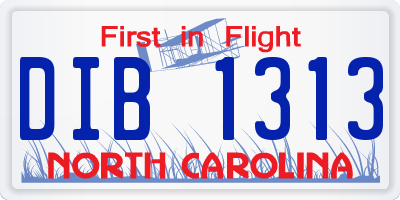 NC license plate DIB1313