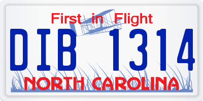 NC license plate DIB1314