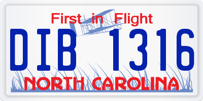 NC license plate DIB1316