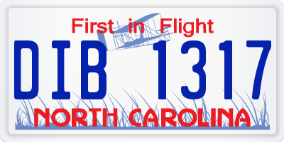 NC license plate DIB1317