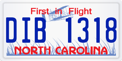 NC license plate DIB1318