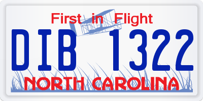 NC license plate DIB1322