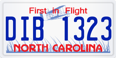 NC license plate DIB1323