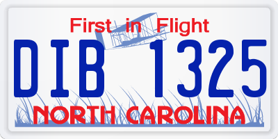 NC license plate DIB1325