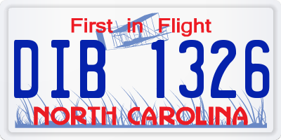 NC license plate DIB1326
