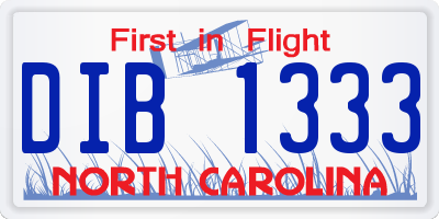 NC license plate DIB1333