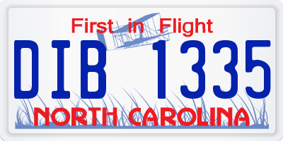 NC license plate DIB1335