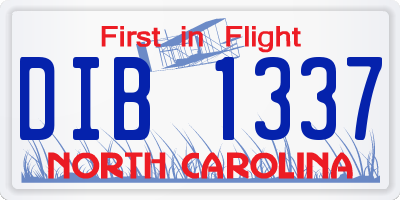 NC license plate DIB1337