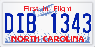 NC license plate DIB1343