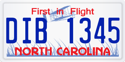 NC license plate DIB1345
