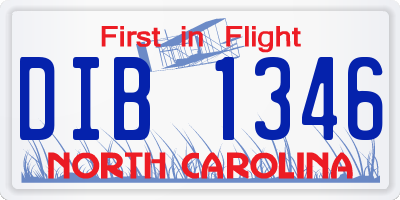NC license plate DIB1346