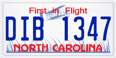 NC license plate DIB1347
