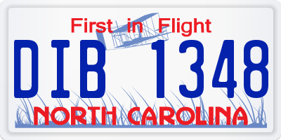 NC license plate DIB1348