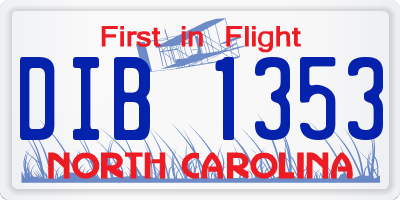 NC license plate DIB1353