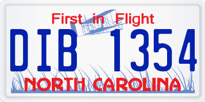 NC license plate DIB1354