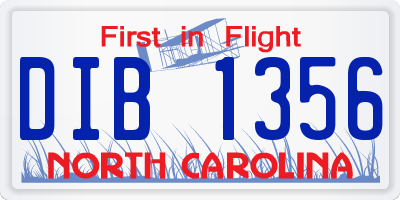 NC license plate DIB1356