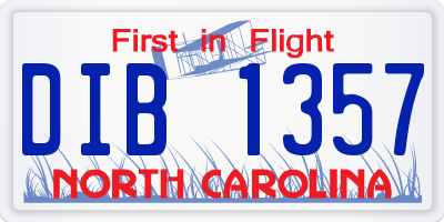 NC license plate DIB1357