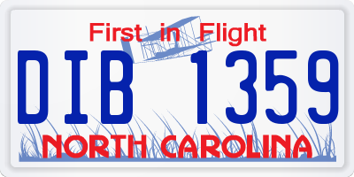NC license plate DIB1359
