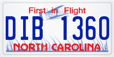 NC license plate DIB1360