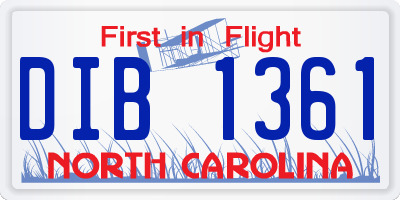 NC license plate DIB1361