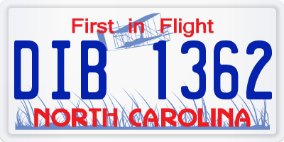 NC license plate DIB1362