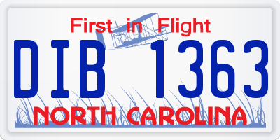 NC license plate DIB1363