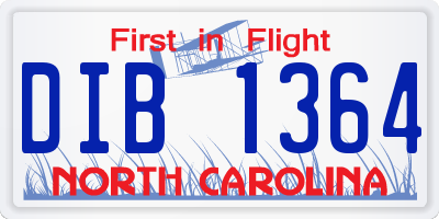 NC license plate DIB1364