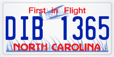 NC license plate DIB1365