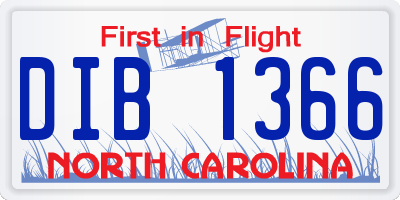NC license plate DIB1366