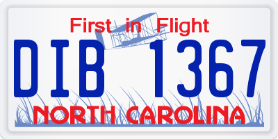 NC license plate DIB1367
