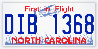 NC license plate DIB1368