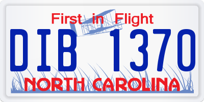 NC license plate DIB1370