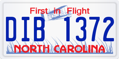 NC license plate DIB1372