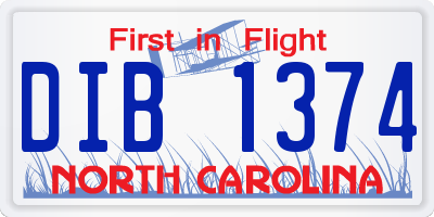 NC license plate DIB1374