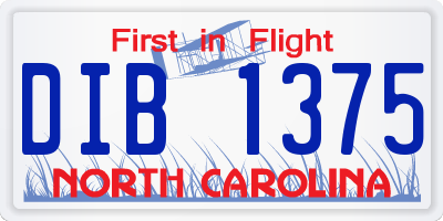 NC license plate DIB1375