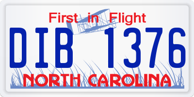 NC license plate DIB1376