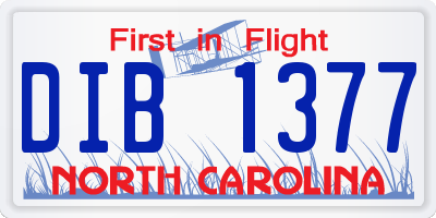 NC license plate DIB1377