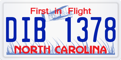 NC license plate DIB1378