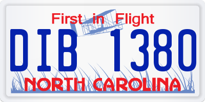 NC license plate DIB1380