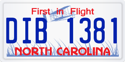 NC license plate DIB1381