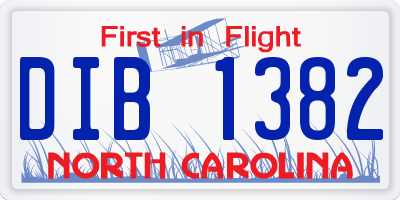 NC license plate DIB1382