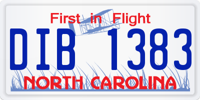 NC license plate DIB1383