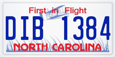 NC license plate DIB1384