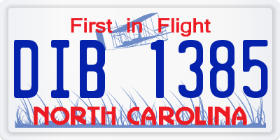 NC license plate DIB1385