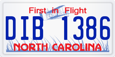 NC license plate DIB1386