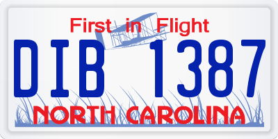 NC license plate DIB1387