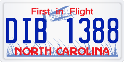 NC license plate DIB1388