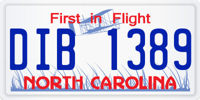 NC license plate DIB1389