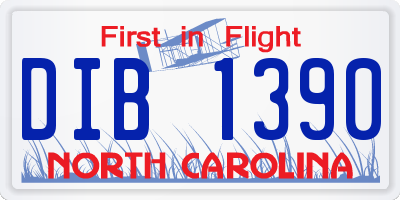 NC license plate DIB1390